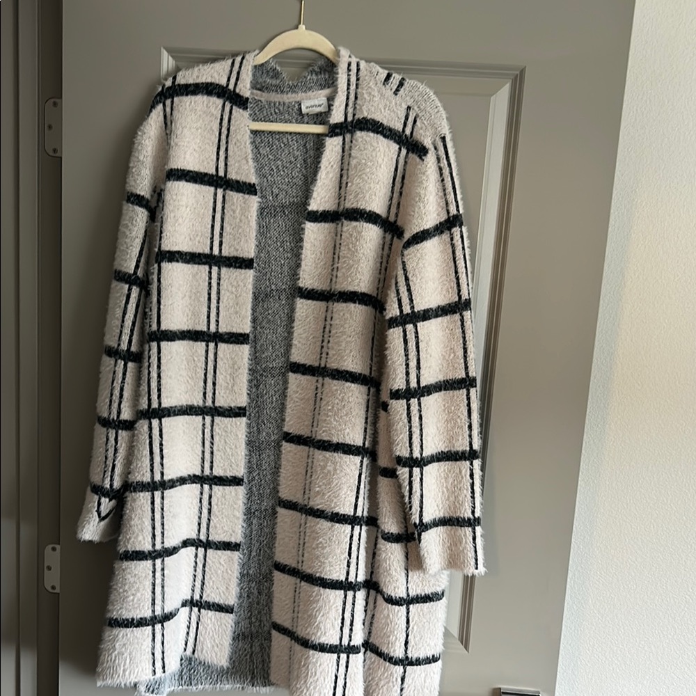 Cozy Black and White Plaid Women's Sweater